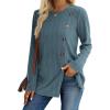 imageXIEERDUO Long Sleeve Tops for Women Tunics Buttons Front SlitB Blue