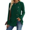 imageXIEERDUO Long Sleeve Tops for Women Tunics Buttons Front SlitC Dark Green