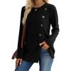 imageXIEERDUO Long Sleeve Tops for Women Tunics Buttons Front SlitD Black