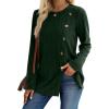 imageXIEERDUO Long Sleeve Tops for Women Tunics Buttons Front SlitE Army Green
