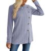 imageXIEERDUO Long Sleeve Tops for Women Tunics Buttons Front SlitE Blue Purple