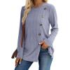 imageXIEERDUO Long Sleeve Tops for Women Tunics Buttons Front SlitE Blue Purple