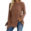 imageXIEERDUO Long Sleeve Tops for Women Tunics Buttons Front SlitE Brown