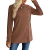 imageXIEERDUO Long Sleeve Tops for Women Tunics Buttons Front SlitE Brown