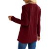 imageXIEERDUO Long Sleeve Tops for Women Tunics Buttons Front SlitE Burgundy