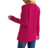 imageXIEERDUO Long Sleeve Tops for Women Tunics Buttons Front SlitE Hot Pink