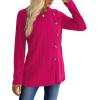 imageXIEERDUO Long Sleeve Tops for Women Tunics Buttons Front SlitE Hot Pink