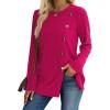 imageXIEERDUO Long Sleeve Tops for Women Tunics Buttons Front SlitE Hot Pink