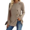 imageXIEERDUO Long Sleeve Tops for Women Tunics Buttons Front SlitE Khaki