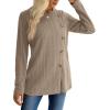imageXIEERDUO Long Sleeve Tops for Women Tunics Buttons Front SlitE Khaki