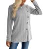 imageXIEERDUO Long Sleeve Tops for Women Tunics Buttons Front SlitE Light Grey