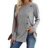 imageXIEERDUO Long Sleeve Tops for Women Tunics Buttons Front SlitE Light Grey