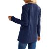 imageXIEERDUO Long Sleeve Tops for Women Tunics Buttons Front SlitE Navy Blue
