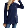 imageXIEERDUO Long Sleeve Tops for Women Tunics Buttons Front SlitE Navy Blue