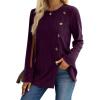 imageXIEERDUO Long Sleeve Tops for Women Tunics Buttons Front SlitE Purple