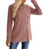 imageXIEERDUO Long Sleeve Tops for Women Tunics Buttons Front SlitE2 Pink