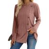 imageXIEERDUO Long Sleeve Tops for Women Tunics Buttons Front SlitE2 Pink
