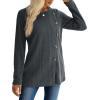 imageXIEERDUO Long Sleeve Tops for Women Tunics Buttons Front SlitE3 Dark Grey