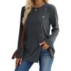 imageXIEERDUO Long Sleeve Tops for Women Tunics Buttons Front SlitE3 Dark Grey