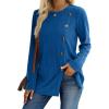 imageXIEERDUO Long Sleeve Tops for Women Tunics Buttons Front SlitE4 Royal Blue