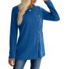 imageXIEERDUO Long Sleeve Tops for Women Tunics Buttons Front SlitE4 Royal Blue