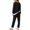 imageXIEERDUO Pajamas For Women Long Sleeve Crew Neck With Pockets Tie Dye Leopard Plaid Lounge Sets Two Piece Outfits Pj Set01black