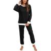 imageXIEERDUO Pajamas For Women Long Sleeve Crew Neck With Pockets Tie Dye Leopard Plaid Lounge Sets Two Piece Outfits Pj Set01black