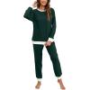 imageXIEERDUO Pajamas For Women Long Sleeve Crew Neck With Pockets Tie Dye Leopard Plaid Lounge Sets Two Piece Outfits Pj Set04green