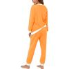 imageXIEERDUO Pajamas For Women Long Sleeve Crew Neck With Pockets Tie Dye Leopard Plaid Lounge Sets Two Piece Outfits Pj Set07orange