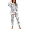 imageXIEERDUO Pajamas For Women Long Sleeve Crew Neck With Pockets Tie Dye Leopard Plaid Lounge Sets Two Piece Outfits Pj Set11white Leopard