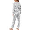imageXIEERDUO Pajamas For Women Long Sleeve Crew Neck With Pockets Tie Dye Leopard Plaid Lounge Sets Two Piece Outfits Pj Set11white Leopard