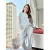 imageXIEERDUO Pajamas For Women Long Sleeve Crew Neck With Pockets Tie Dye Leopard Plaid Lounge Sets Two Piece Outfits Pj Set11white Leopard