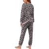 imageXIEERDUO Pajamas For Women Long Sleeve Crew Neck With Pockets Tie Dye Leopard Plaid Lounge Sets Two Piece Outfits Pj Set12pink Leopard