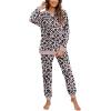 imageXIEERDUO Pajamas For Women Long Sleeve Crew Neck With Pockets Tie Dye Leopard Plaid Lounge Sets Two Piece Outfits Pj Set12pink Leopard