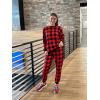 imageXIEERDUO Pajamas For Women Long Sleeve Crew Neck With Pockets Tie Dye Leopard Plaid Lounge Sets Two Piece Outfits Pj Set21red Plaid