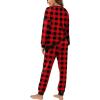imageXIEERDUO Pajamas For Women Long Sleeve Crew Neck With Pockets Tie Dye Leopard Plaid Lounge Sets Two Piece Outfits Pj Set21red Plaid