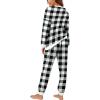 imageXIEERDUO Pajamas For Women Long Sleeve Crew Neck With Pockets Tie Dye Leopard Plaid Lounge Sets Two Piece Outfits Pj Set22black Plaid