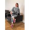 imageXIEERDUO Pajamas For Women Long Sleeve Crew Neck With Pockets Tie Dye Leopard Plaid Lounge Sets Two Piece Outfits Pj Set22black Plaid