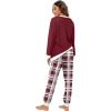 imageXIEERDUO Pajamas For Women Long Sleeve Crew Neck With Pockets Tie Dye Leopard Plaid Lounge Sets Two Piece Outfits Pj Set25mix Red