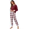 imageXIEERDUO Pajamas For Women Long Sleeve Crew Neck With Pockets Tie Dye Leopard Plaid Lounge Sets Two Piece Outfits Pj Set25mix Red