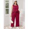imageXIEERDUO Womens 2 Piece Outfits Summer Travel Tracksuit Loose Wide Leg Loungewear Comfy Lounge Sets S3XLA06burgundy