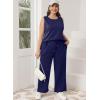 imageXIEERDUO Womens 2 Piece Outfits Summer Travel Tracksuit Loose Wide Leg Loungewear Comfy Lounge Sets S3XLA09navy