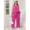 imageXIEERDUO Womens 2 Piece Outfits Summer Travel Tracksuit Loose Wide Leg Loungewear Comfy Lounge Sets S3XLA12pink