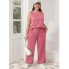 imageXIEERDUO Womens 2 Piece Outfits Summer Travel Tracksuit Loose Wide Leg Loungewear Comfy Lounge Sets S3XLA15lychee Pink
