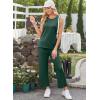 imageXIEERDUO Womens 2 Piece Outfits Summer Travel Tracksuit Loose Wide Leg Loungewear Comfy Lounge Sets S3XLA18deep Green