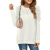 imageXIEERDUO Womens Crewneck Sweatshirts Trendy Puff Sleeve Tunic Sweaters Fall Clothes Loose Fit01aapricot
