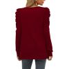 imageXIEERDUO Womens Crewneck Sweatshirts Trendy Puff Sleeve Tunic Sweaters Fall Clothes Loose Fit01adark Red