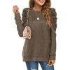 imageXIEERDUO Womens Crewneck Sweatshirts Trendy Puff Sleeve Tunic Sweaters Fall Clothes Loose Fit04acoffee