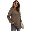 imageXIEERDUO Womens Crewneck Sweatshirts Trendy Puff Sleeve Tunic Sweaters Fall Clothes Loose Fit04acoffee
