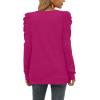 imageXIEERDUO Womens Crewneck Sweatshirts Trendy Puff Sleeve Tunic Sweaters Fall Clothes Loose Fit04adeep Pink